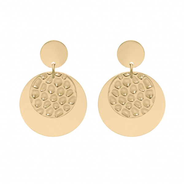 Boucles d'oreilles Acier 316 L PVD Jaune Double Pastille