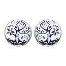 Boucles d'oreilles Acier 316 L Arbre de Vie Bleu et Nacre 