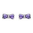 Boucles d'oreilles Acier 316 L Enfant Zirconium Noeud Violet