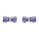 Boucles d'oreilles Acier 316 L Enfant Zirconium Noeud Violet