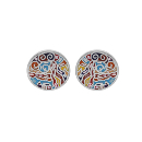 Boucles d'oreilles Acier 316 L Rond Multicolore avec Nacre