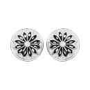 Boucles d'oreilles Acier 316 L Rondes Motif Noir et Blanc avec Nacre
