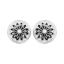 Boucles d'oreilles Acier 316 L Rondes Motif Noir et Blanc avec Nacre