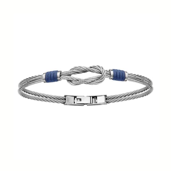 Bracelet Acier 316 L Cable Gris Noeud Marin 20 cm
