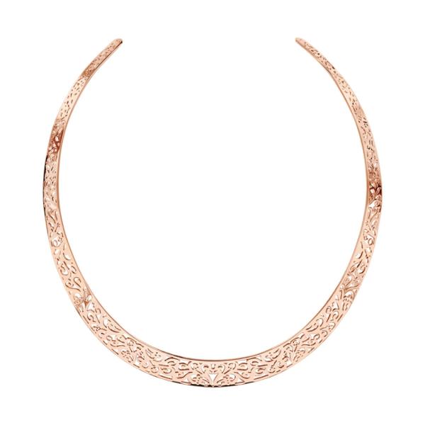 Collier Acier 316 L Torque Motifs Découpés Volutes Rosé