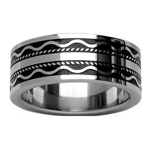 Bague Homme Acier 316 L  Vague