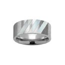 Bague Acier 316 L et Nacre Blanc en Diagonale