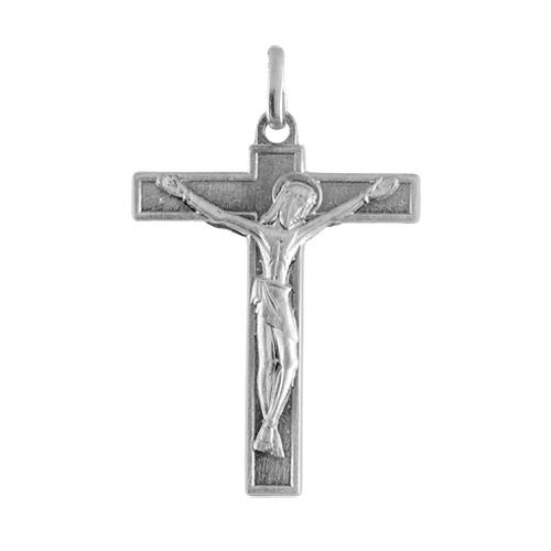 Pendentif Acier 316 L Religieux Croix avec Christ Grande Taille