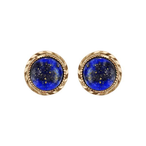 Boucles d'oreilles Plaqué Or Pierre Lapis Lazuli Véritable