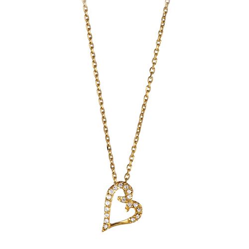 Collier Plaqué Or + Pendentif Coeur Zirconium