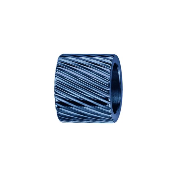 Charms Acier 316L Forme Tube Strié Bleu