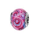 Charms Argent 925 Perle Murano Rose Spirale
