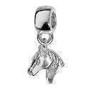 Charms Argent 925 Suspendu Tete de Cheval